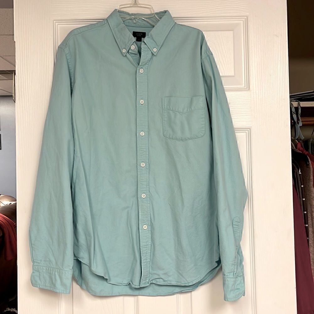 J Crew button down cotton shirt, men’s large, light blue